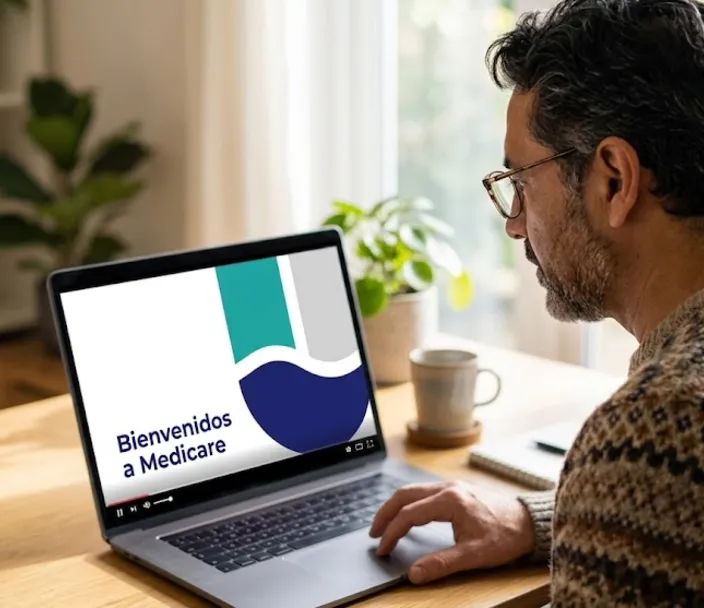 Man watching spanish Welcome to Medicare video