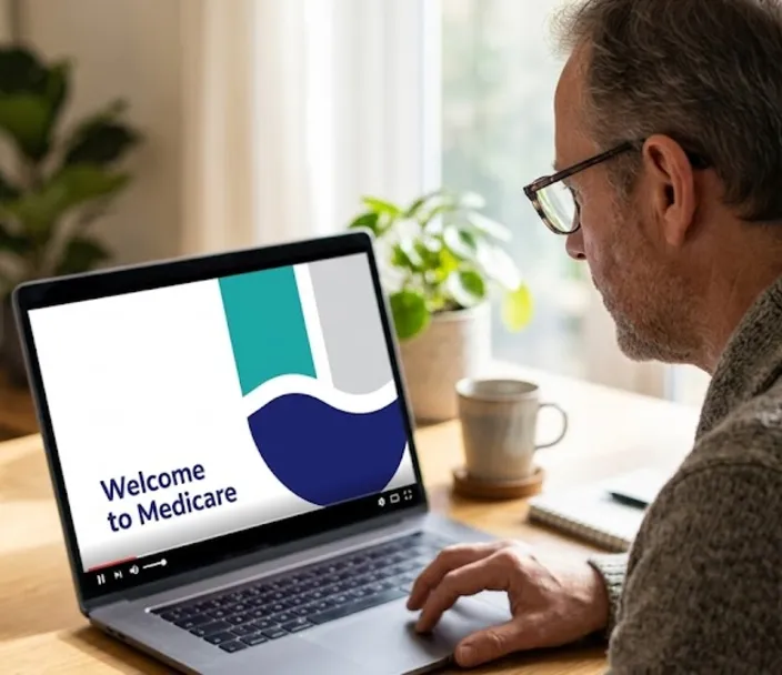 Older man watching Welcome to Medicare Video